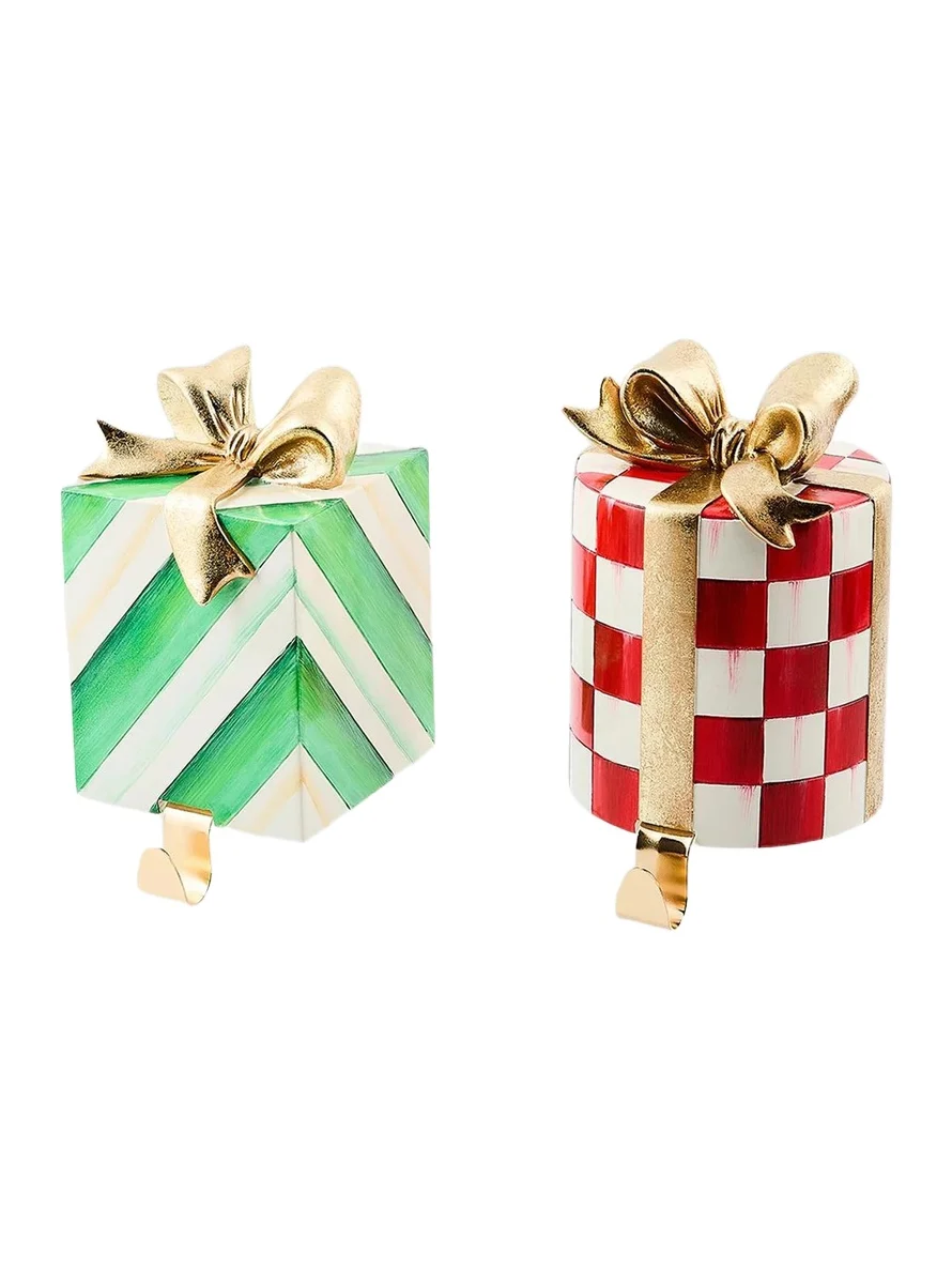 MacKenzie-Childs Check It Out 2-Piece Gift Stocking Holder Set