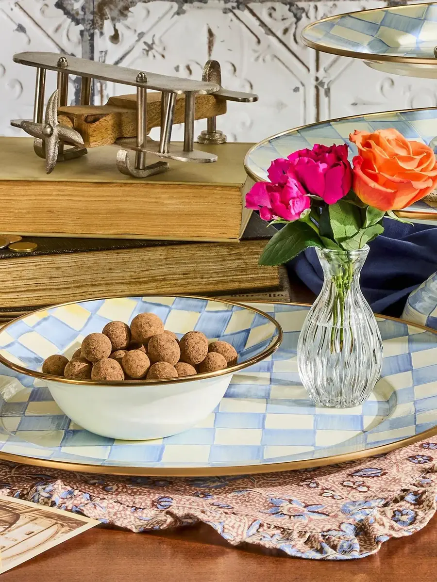 MacKenzie-Childs Sky Check Hand-Painted Enamel Serving Platter | Thumbnail 4 MacKenzie-Childs Sky Check Hand-Painted Enamel Serving Platter | Thumbnail 4