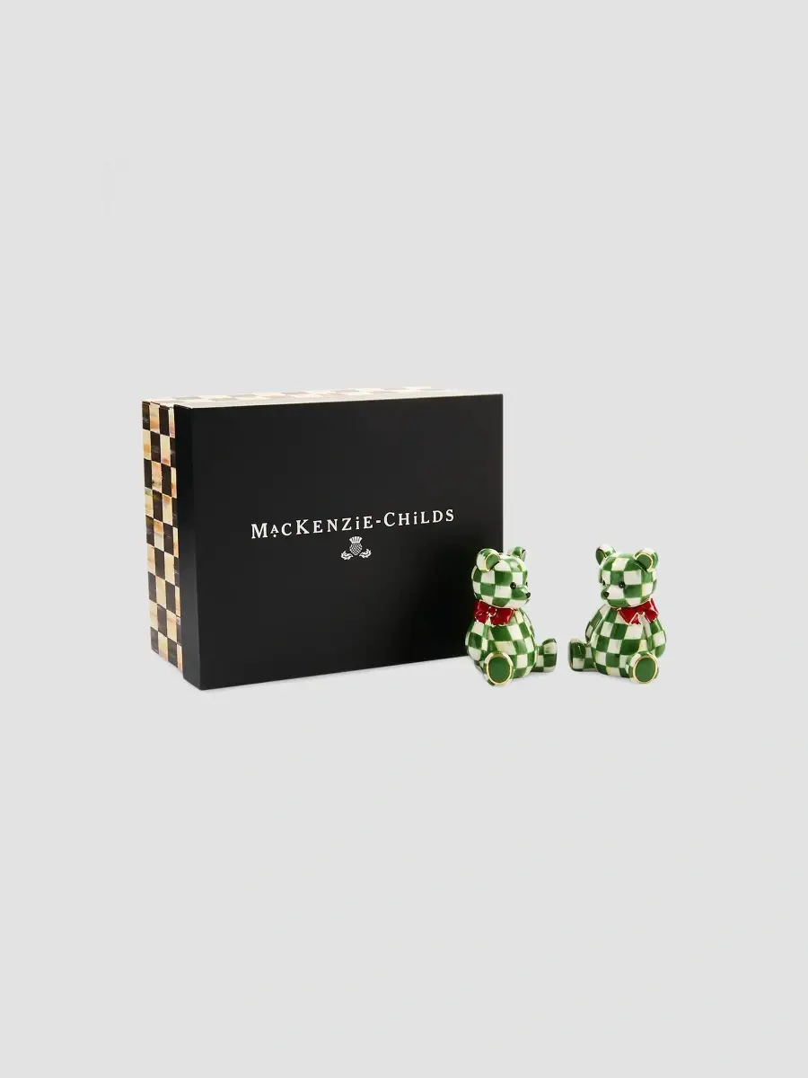 MacKenzie-Childs Emerald Check Salt & Pepper Shakers | Thumbnail 4 MacKenzie-Childs Emerald Check Salt & Pepper Shakers | Thumbnail 4