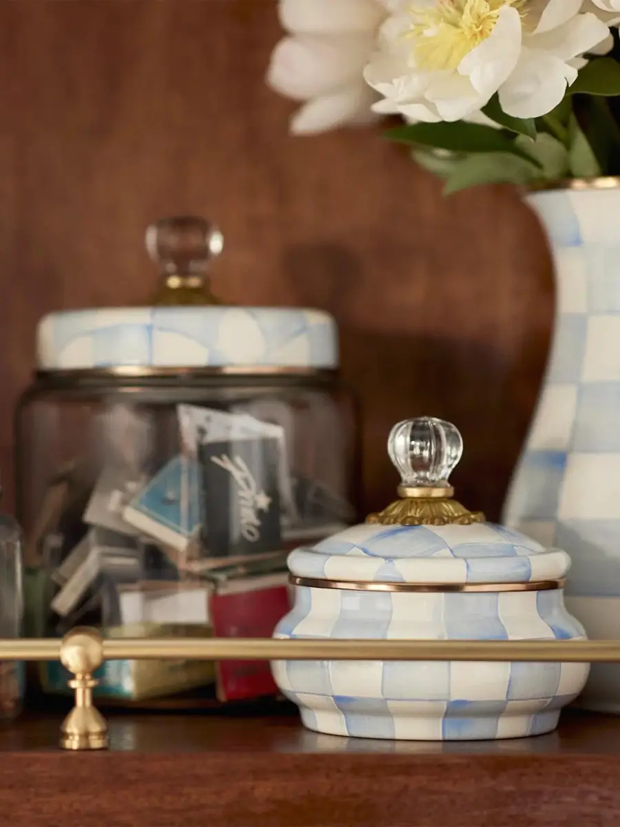 MacKenzie-Childs Sky Check Hand-Painted Glass & Brass Squash | Thumbnail 3 MacKenzie-Childs Sky Check Hand-Painted Glass & Brass Squash | Thumbnail 3