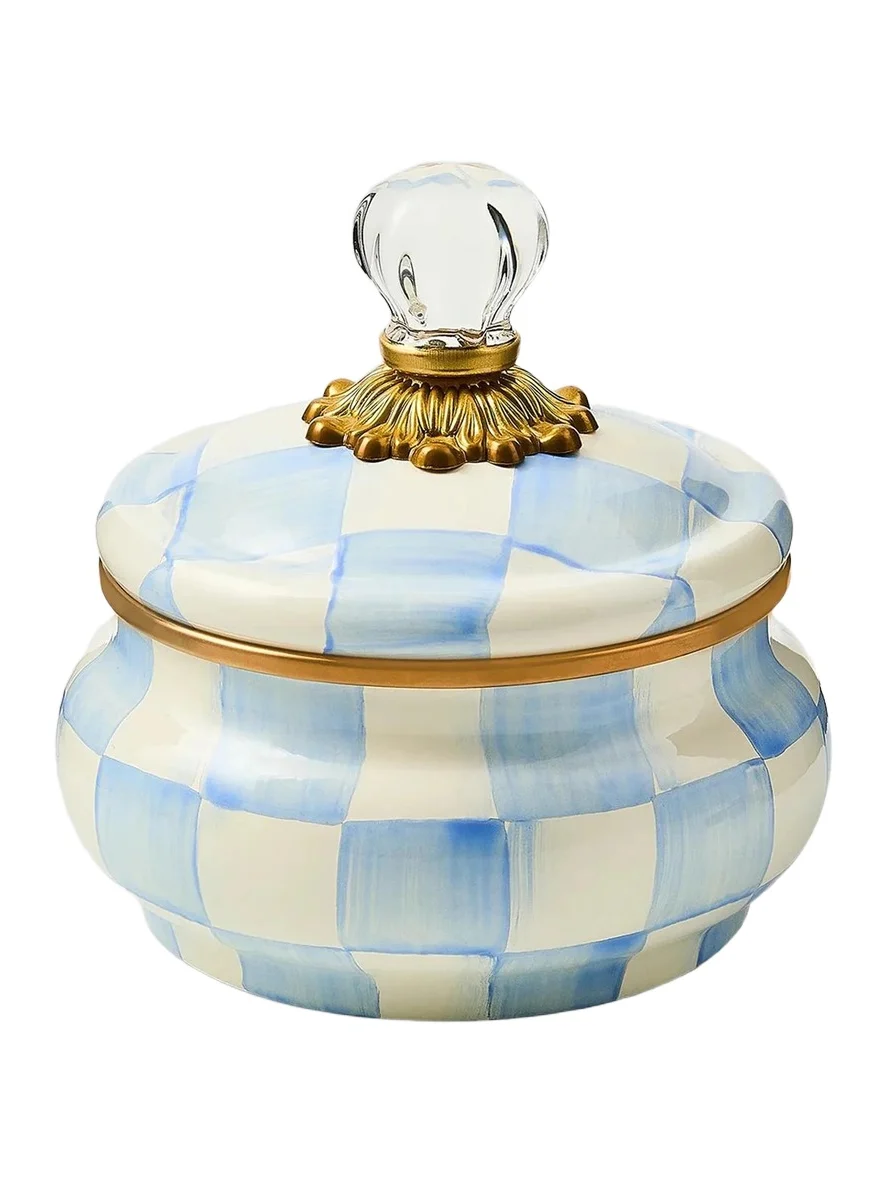 MacKenzie-Childs Sky Check Hand-Painted Glass & Brass Squash