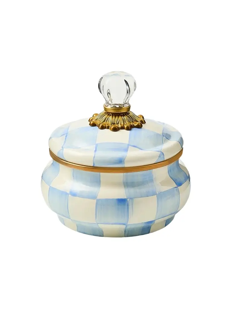 MacKenzie-Childs Sky Check Hand-Painted Glass & Brass Squash