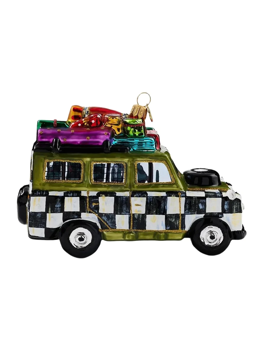 MacKenzie-Childs Merry Christmas Vacation Car Glass Ornament