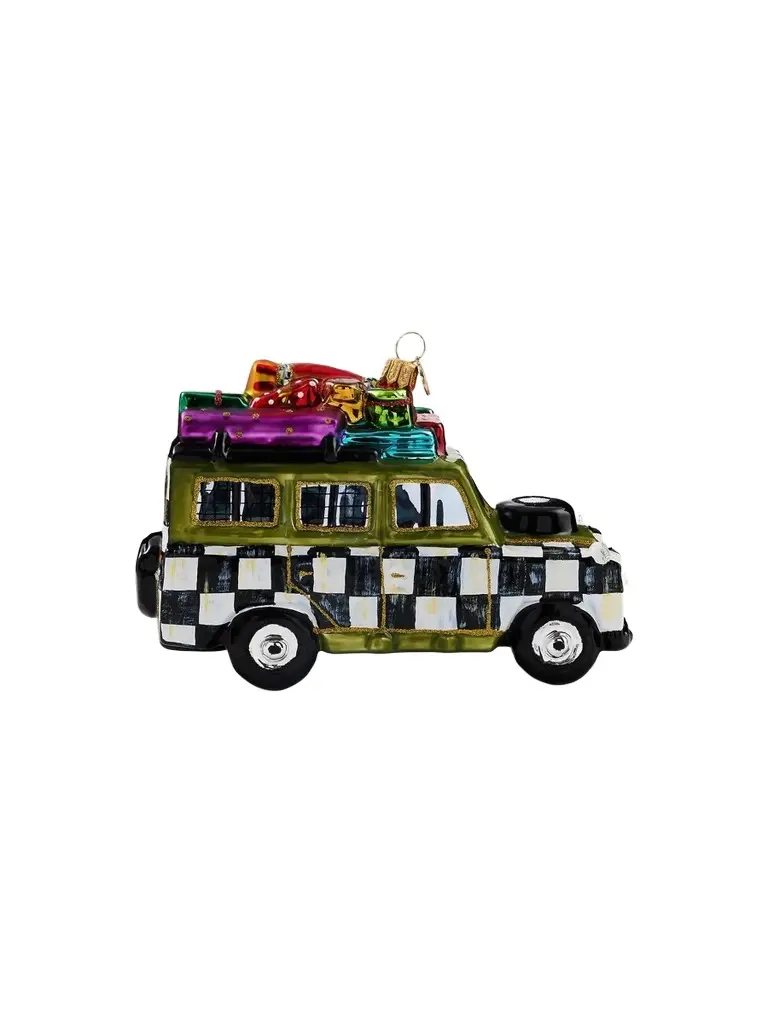 MacKenzie-Childs Merry Christmas Vacation Car Glass Ornament