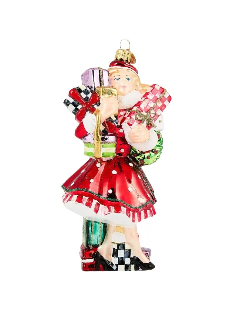 Check It Out Shopper Lady Glass Ornament Check It Out Shopper Lady Glass Ornament