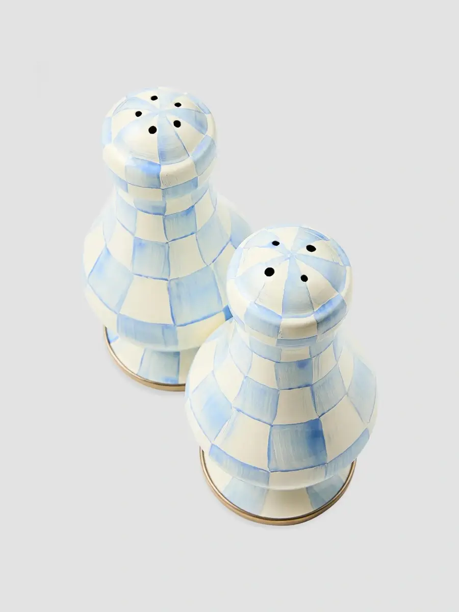 MacKenzie-Childs Sky Check Enamel Salt & Pepper Shakers | Thumbnail 2 MacKenzie-Childs Sky Check Enamel Salt & Pepper Shakers | Thumbnail 2