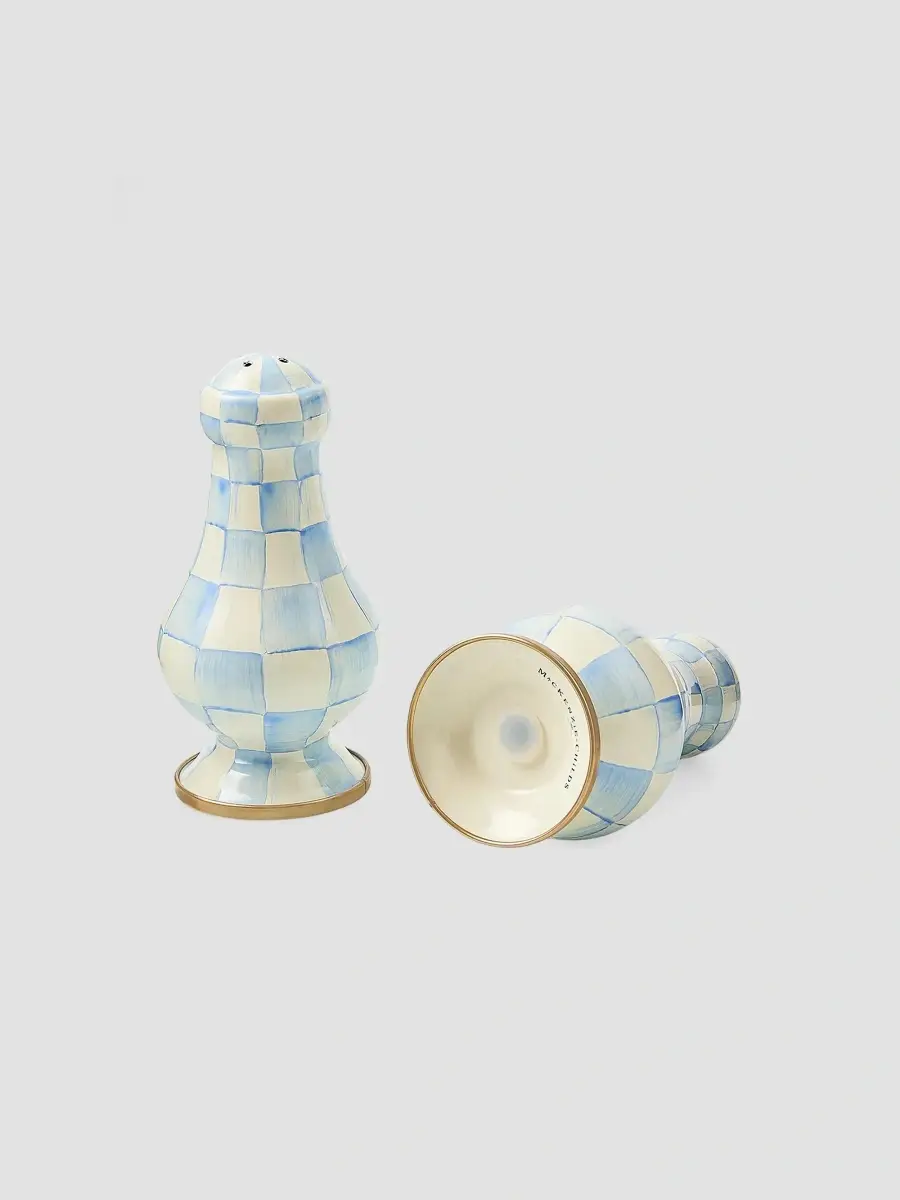 MacKenzie-Childs Sky Check Enamel Salt & Pepper Shakers | Thumbnail 3 MacKenzie-Childs Sky Check Enamel Salt & Pepper Shakers | Thumbnail 3