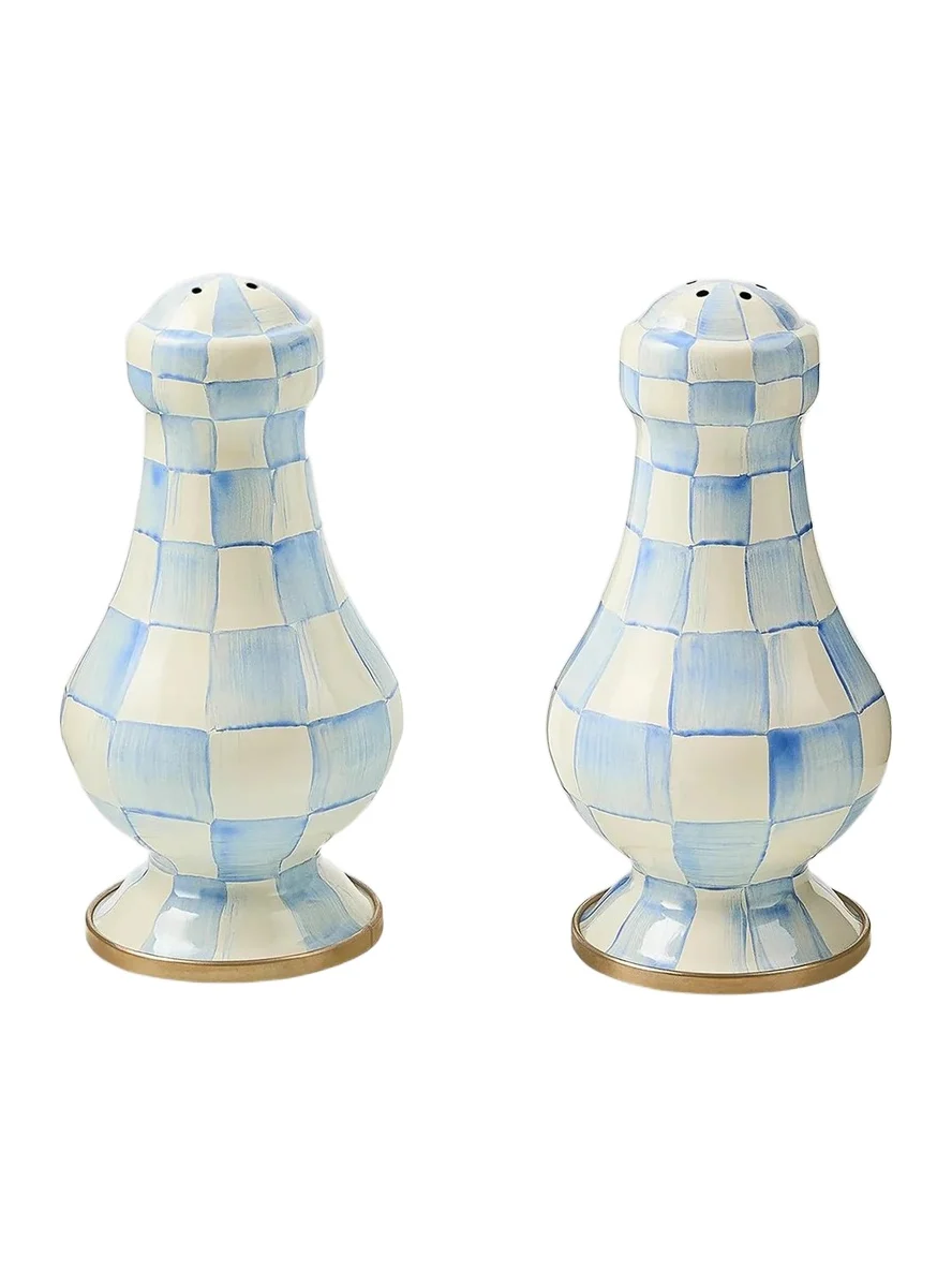 MacKenzie-Childs Sky Check Enamel Salt & Pepper Shakers