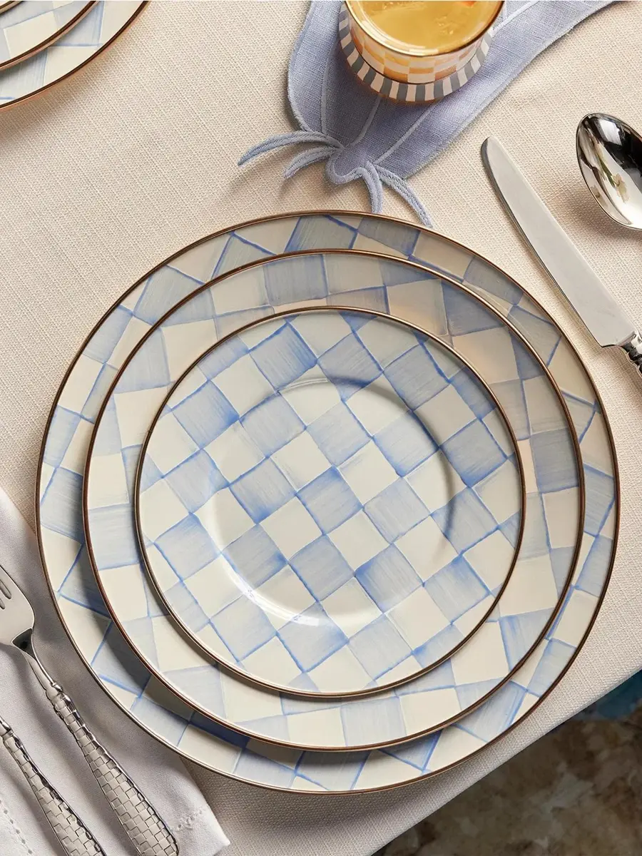 MacKenzie-Childs Sky Check Enamel Dinner Plate | Thumbnail 5 MacKenzie-Childs Sky Check Enamel Dinner Plate | Thumbnail 5