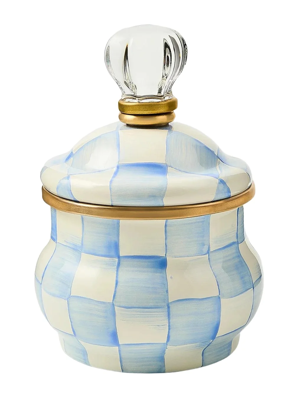 MacKenzie-Childs Sky Check Hand-Painted Enamel Lidded Sugar Bowl