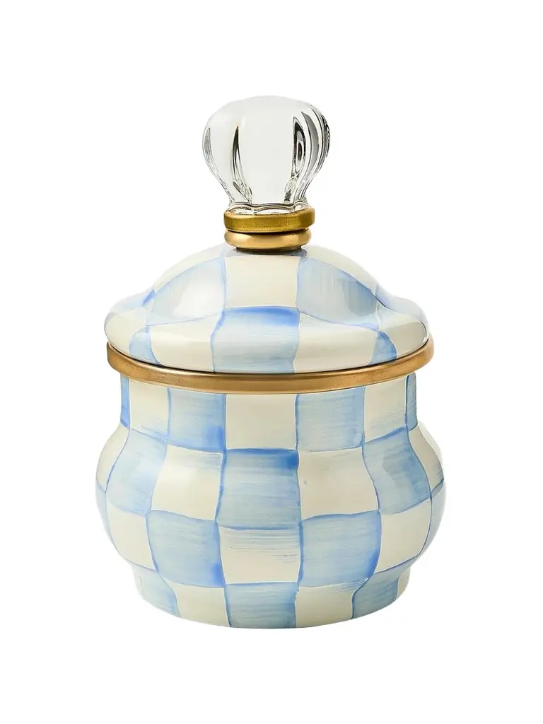 Sky Check Hand-Painted Enamel Lidded Sugar Bowl Sky Check Hand-Painted Enamel Lidded Sugar Bowl