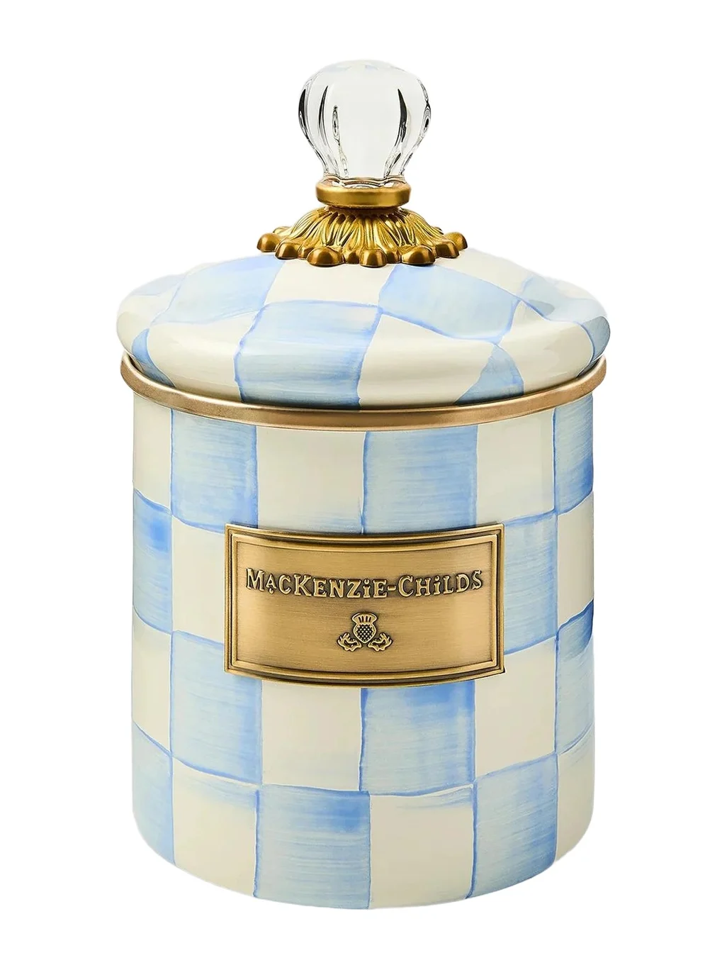 MacKenzie-Childs Sky Check Hand-Painted Small Canister