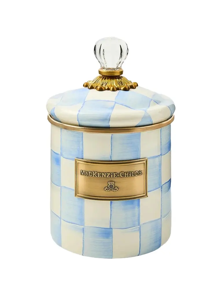 MacKenzie-Childs Sky Check Hand-Painted Small Canister