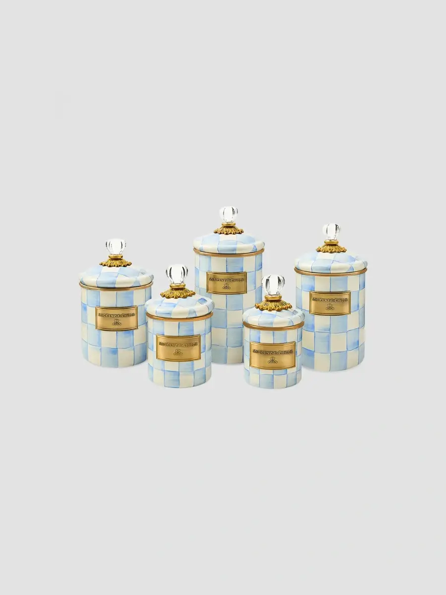 MacKenzie-Childs Sky Check Hand-Painted Enamel Demi Canister | Thumbnail 2 MacKenzie-Childs Sky Check Hand-Painted Enamel Demi Canister | Thumbnail 2