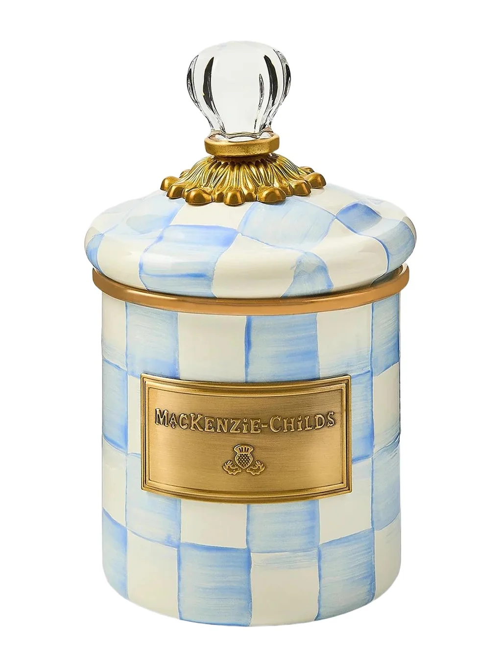 MacKenzie-Childs Sky Check Hand-Painted Enamel Demi Canister