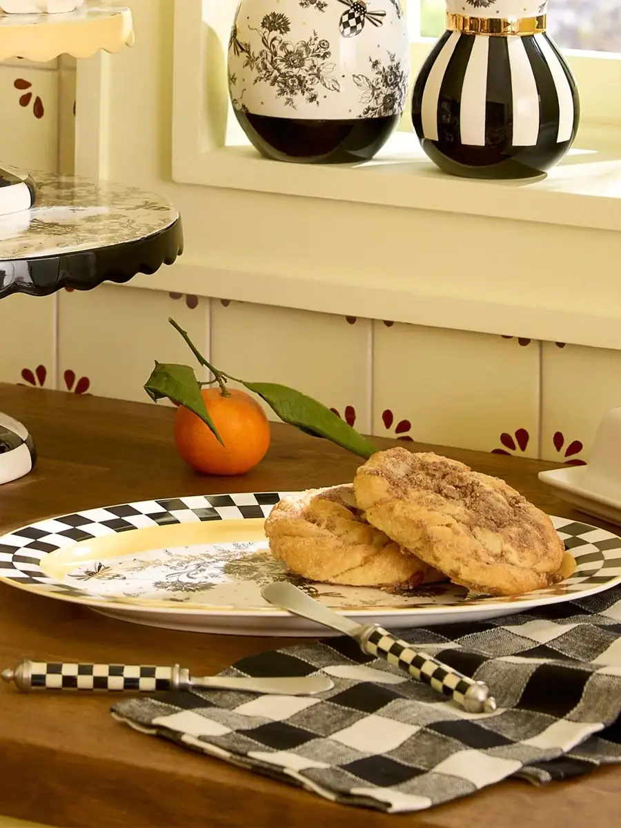 MacKenzie-Childs Bee Toile Ceramic Oval Plate | Thumbnail 2