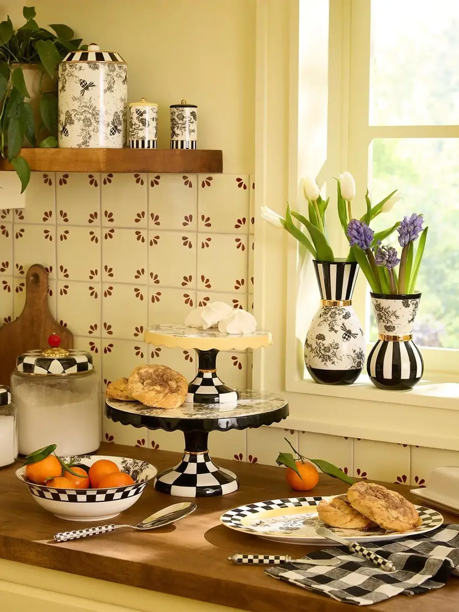 MacKenzie-Childs Bee Toile Ceramic Oval Plate | Thumbnail 3