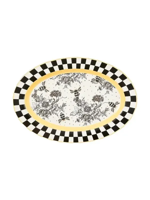 MacKenzie-Childs Bee Toile Ceramic Oval Plate