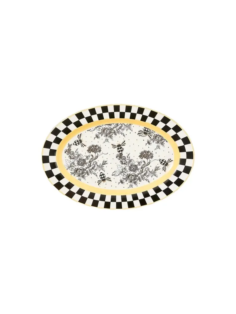 MacKenzie-Childs Bee Toile Ceramic Oval Plate