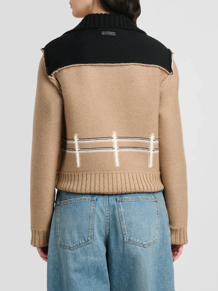 MOSCHINO Women's Sheep Jacquard Wool Cardigan | Thumbnail 3 MOSCHINO Women's Sheep Jacquard Wool Cardigan | Thumbnail 3