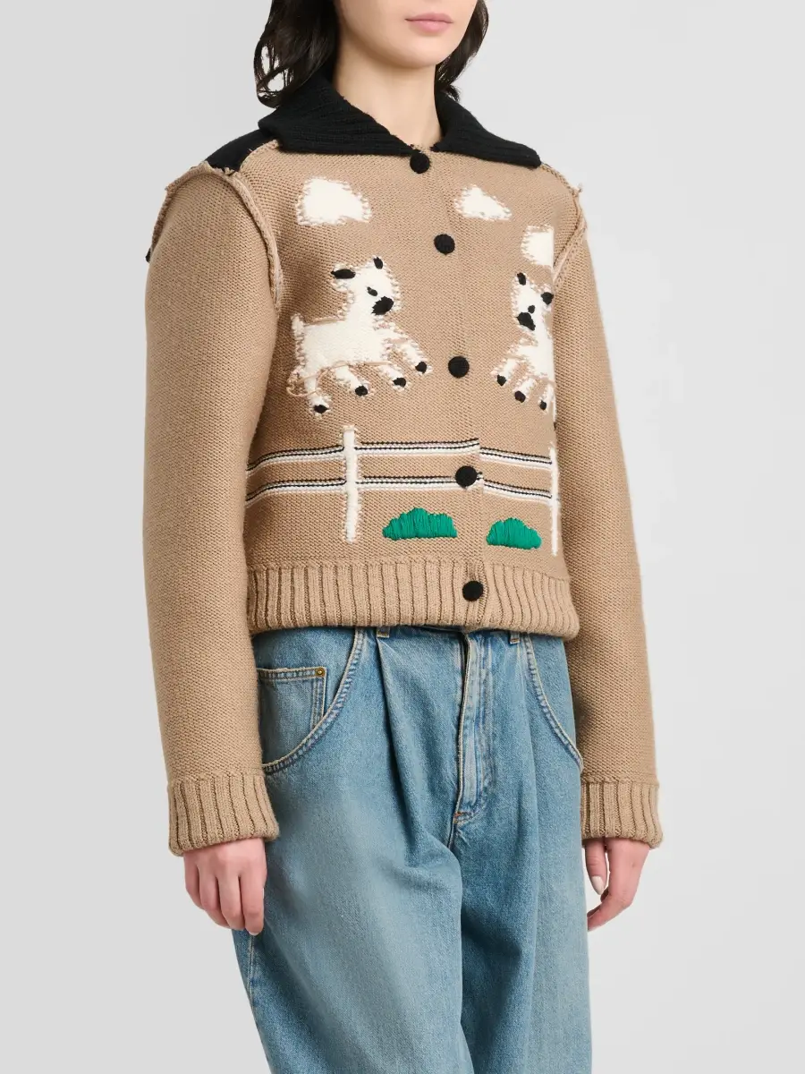 MOSCHINO Women's Sheep Jacquard Wool Cardigan | Thumbnail 4 MOSCHINO Women's Sheep Jacquard Wool Cardigan | Thumbnail 4