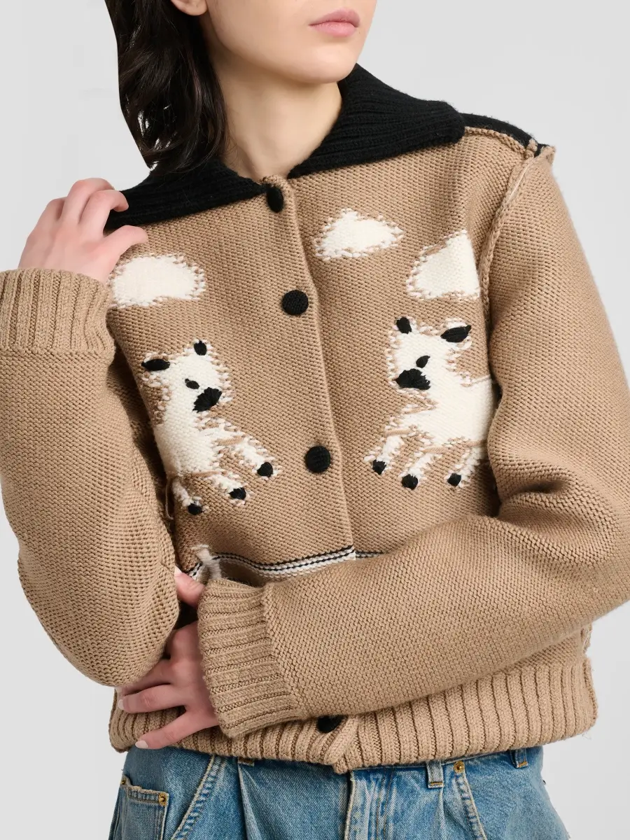 MOSCHINO Women's Sheep Jacquard Wool Cardigan | Thumbnail 5 MOSCHINO Women's Sheep Jacquard Wool Cardigan | Thumbnail 5