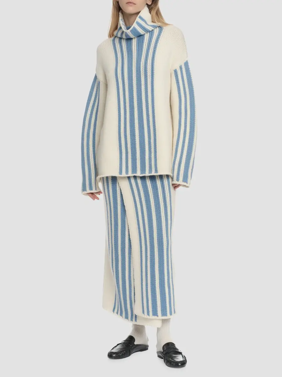 Malo Women's Striped Virgin Wool-Cashmere Wrap Maxi Skirt | Thumbnail 2 Malo Women's Striped Virgin Wool-Cashmere Wrap Maxi Skirt | Thumbnail 2