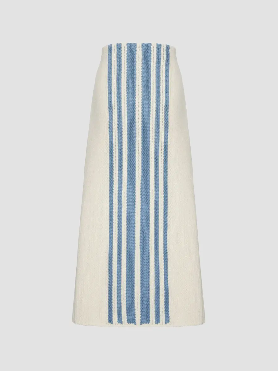 Malo Women's Striped Virgin Wool-Cashmere Wrap Maxi Skirt | Thumbnail 8 Malo Women's Striped Virgin Wool-Cashmere Wrap Maxi Skirt | Thumbnail 8