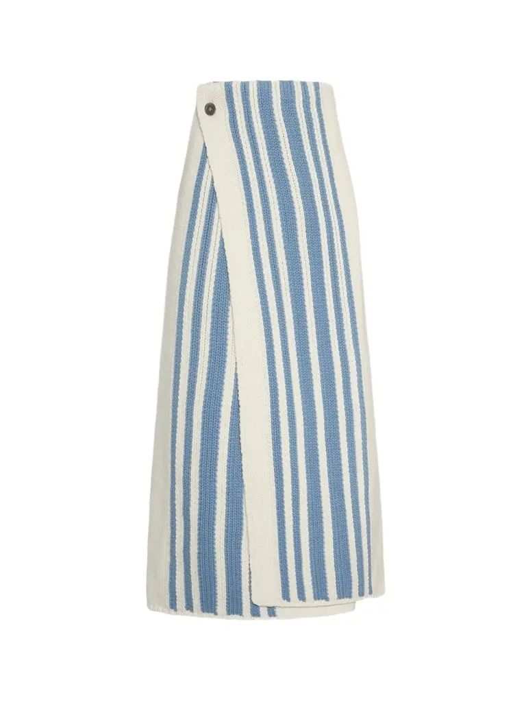 Malo Women's Striped Virgin Wool-Cashmere Wrap Maxi Skirt