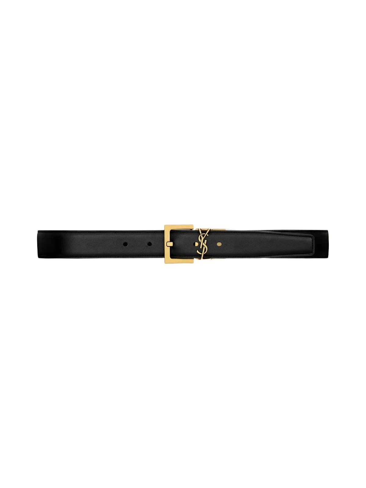 Women's Cassandre Reversible Belt in Smooth Leather - Black
