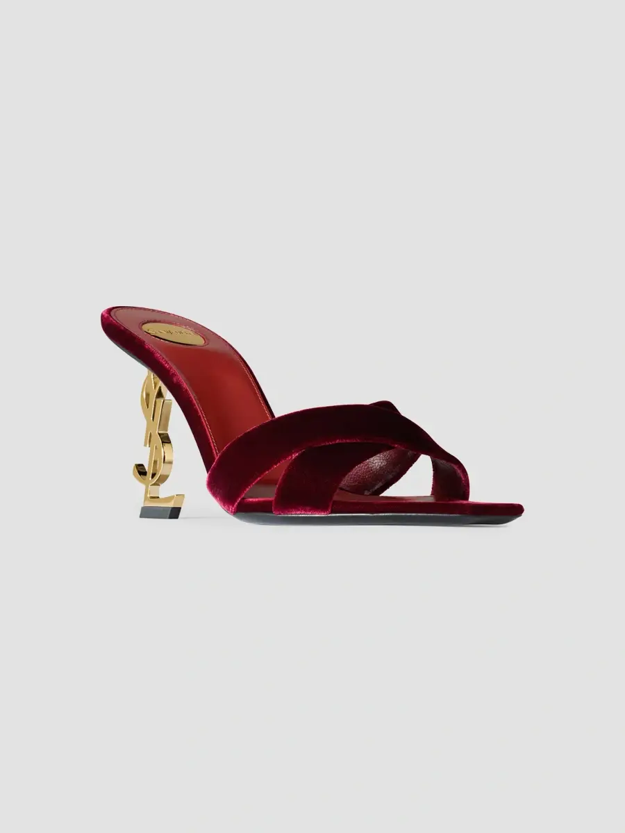 Saint Laurent Women's Opyum Mules in Velvet - French Burgundy | Thumbnail 2 Saint Laurent Women's Opyum Mules in Velvet - French Burgundy | Thumbnail 2