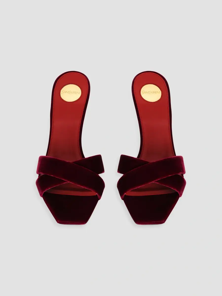 Saint Laurent Women's Opyum Mules in Velvet - French Burgundy | Thumbnail 3 Saint Laurent Women's Opyum Mules in Velvet - French Burgundy | Thumbnail 3