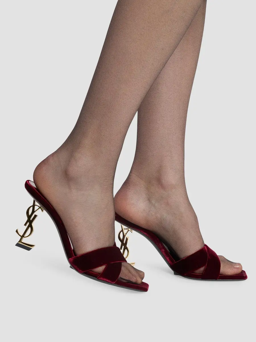 Saint Laurent Women's Opyum Mules in Velvet - French Burgundy | Thumbnail 6 Saint Laurent Women's Opyum Mules in Velvet - French Burgundy | Thumbnail 6