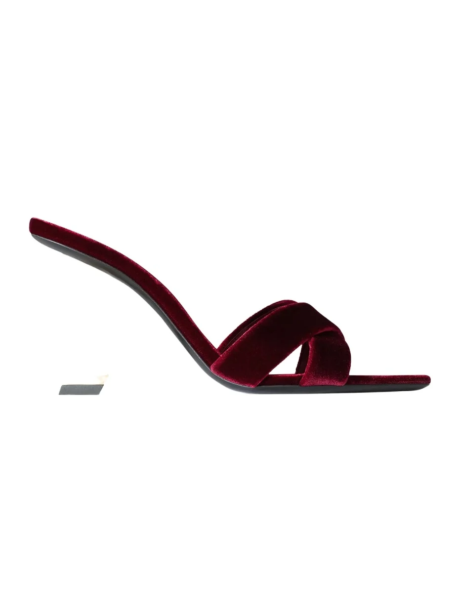Saint Laurent Women's Opyum Mules in Velvet - French Burgundy