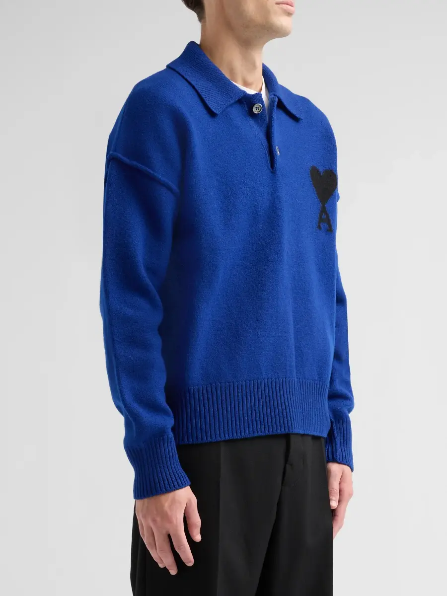 AMI PARIS Men's Quota Contrast Ami de Coeur Wool Sweater | Thumbnail 4 AMI PARIS Men's Quota Contrast Ami de Coeur Wool Sweater | Thumbnail 4