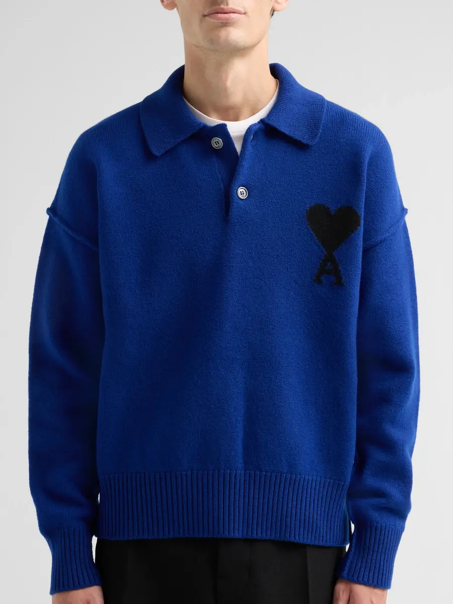 AMI PARIS Men's Quota Contrast Ami de Coeur Wool Sweater | Thumbnail 5 AMI PARIS Men's Quota Contrast Ami de Coeur Wool Sweater | Thumbnail 5