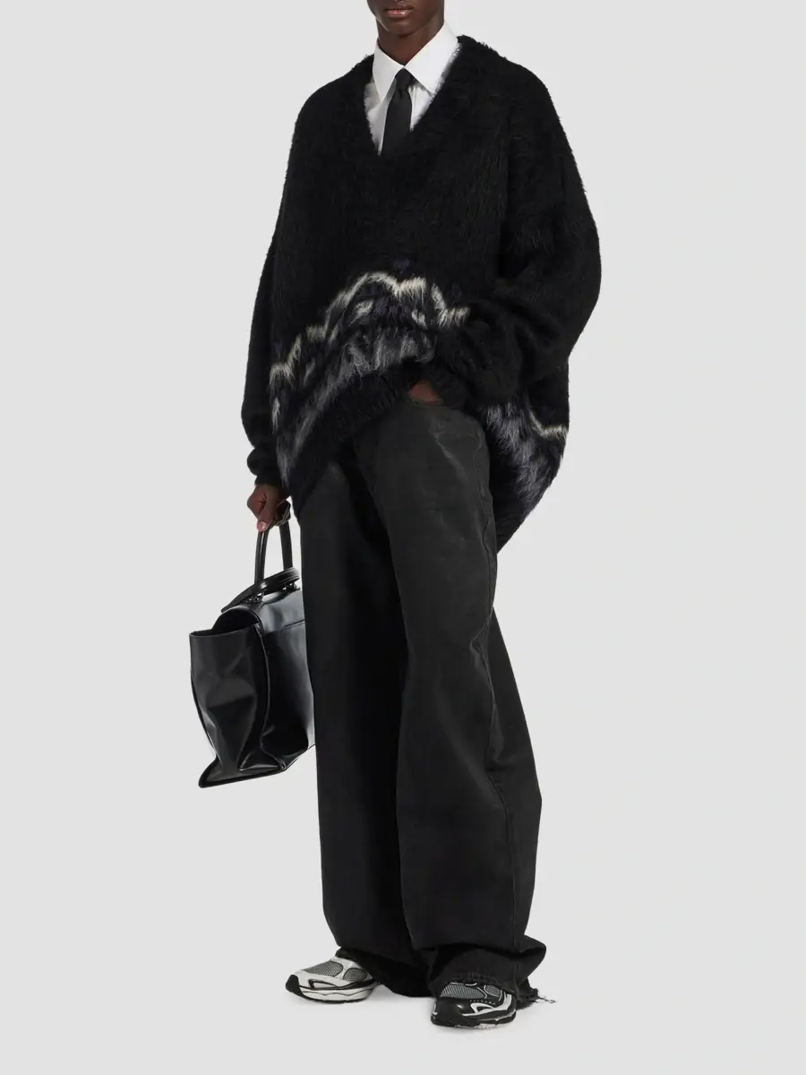 Balenciaga Men's V-Neck Oversized Jumper Sweater | Thumbnail 2 Balenciaga Men's V-Neck Oversized Jumper Sweater | Thumbnail 2