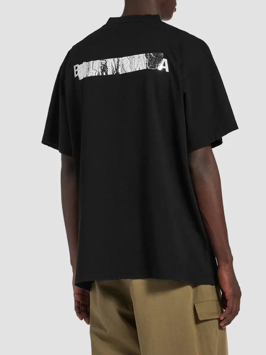 Balenciaga Men's Silver Tape Oversized T-Shirt | Thumbnail 3 Balenciaga Men's Silver Tape Oversized T-Shirt | Thumbnail 3