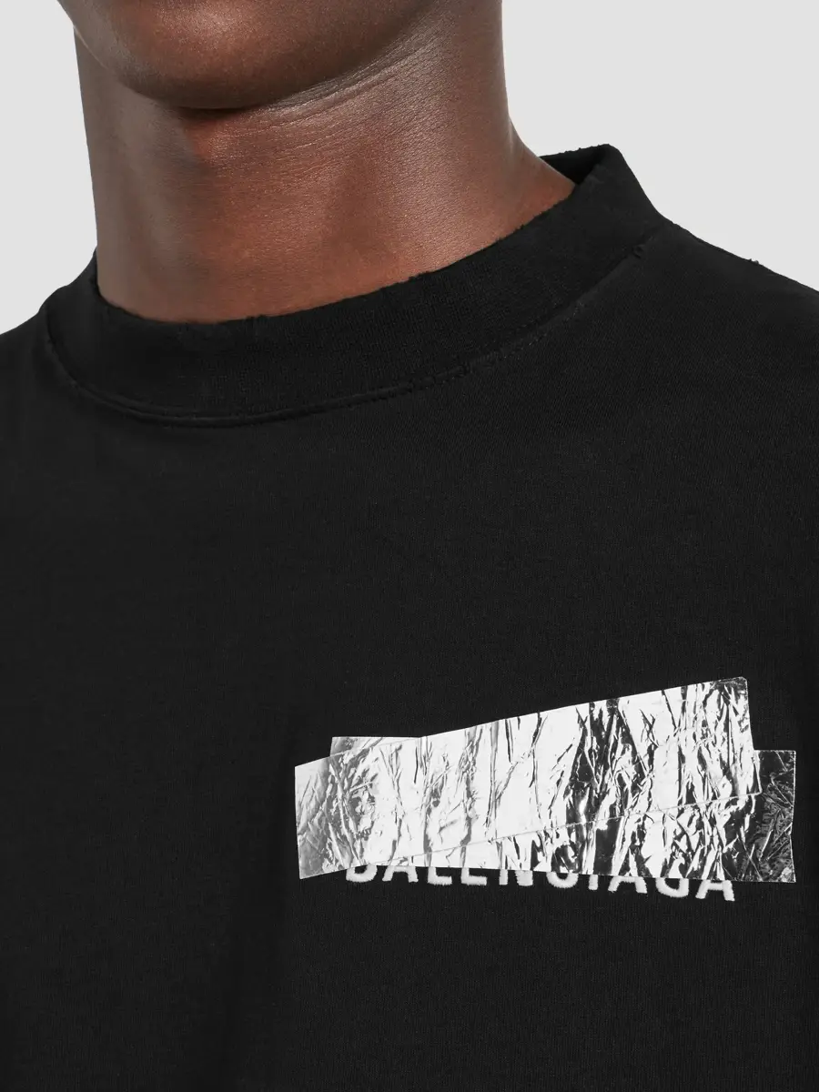 Balenciaga Men's Silver Tape Oversized T-Shirt | Thumbnail 5 Balenciaga Men's Silver Tape Oversized T-Shirt | Thumbnail 5