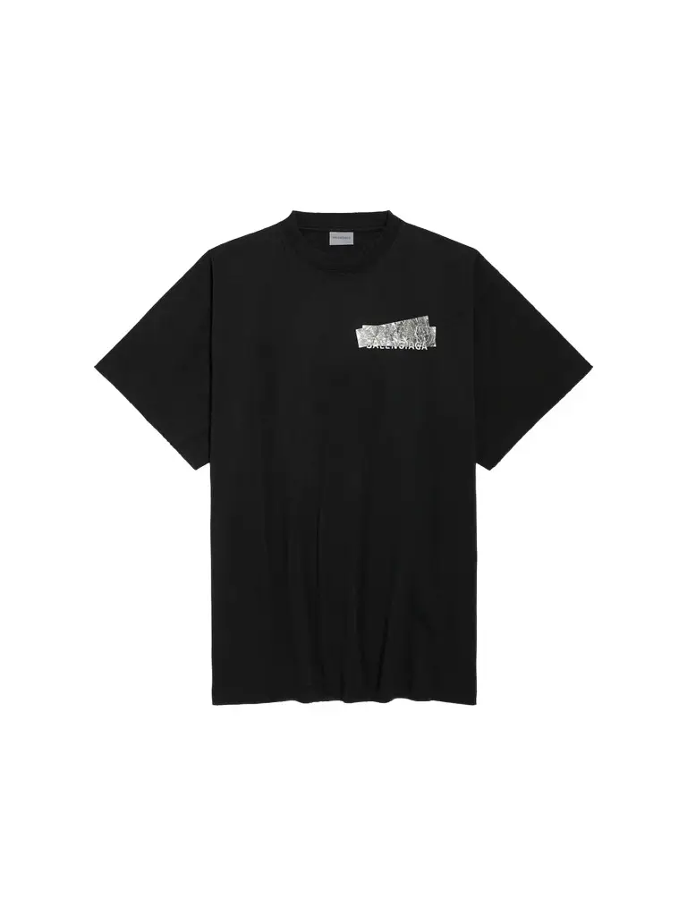 Balenciaga Men's Silver Tape Oversized T-Shirt