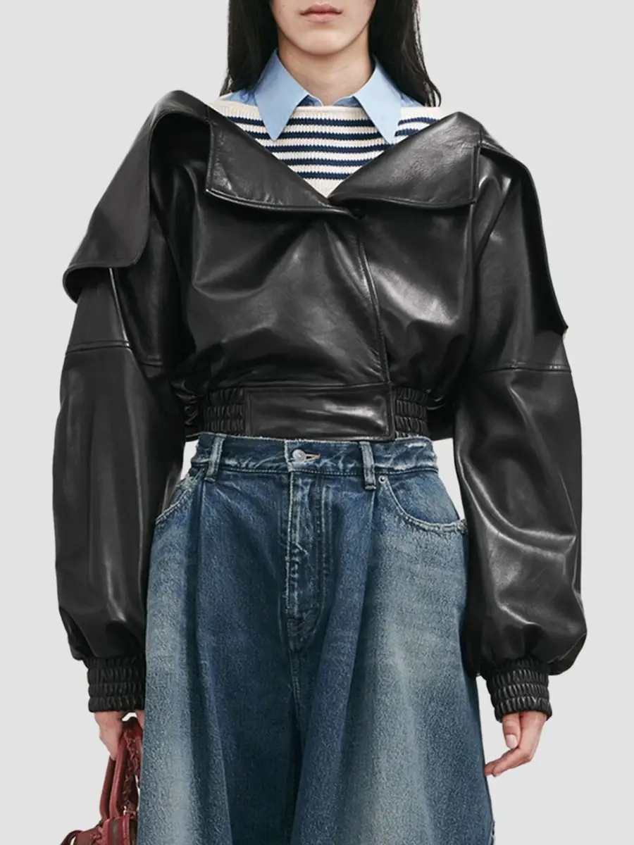 Balenciaga Women's Wrap Collar Blouson Jacket | Thumbnail 2 Balenciaga Women's Wrap Collar Blouson Jacket | Thumbnail 2