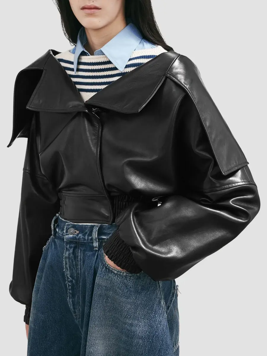 Balenciaga Women's Wrap Collar Blouson Jacket | Thumbnail 3 Balenciaga Women's Wrap Collar Blouson Jacket | Thumbnail 3