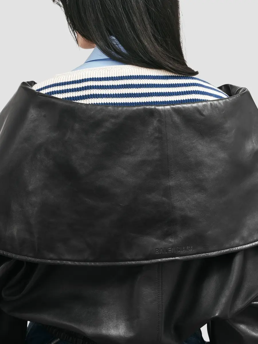 Balenciaga Women's Wrap Collar Blouson Jacket | Thumbnail 4 Balenciaga Women's Wrap Collar Blouson Jacket | Thumbnail 4