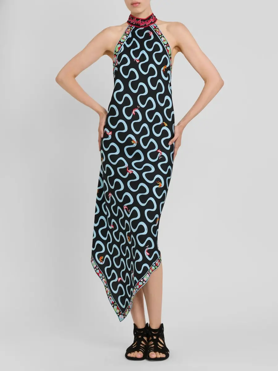 PUCCI Women's Printed Silk High-Low Dress | Thumbnail 2 PUCCI Women's Printed Silk High-Low Dress | Thumbnail 2