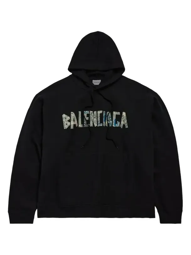 Balenciaga Men's Silver Tape Oversized Hoodie