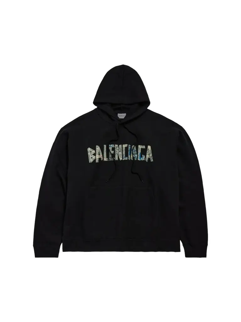 Balenciaga Men's Silver Tape Oversized Hoodie