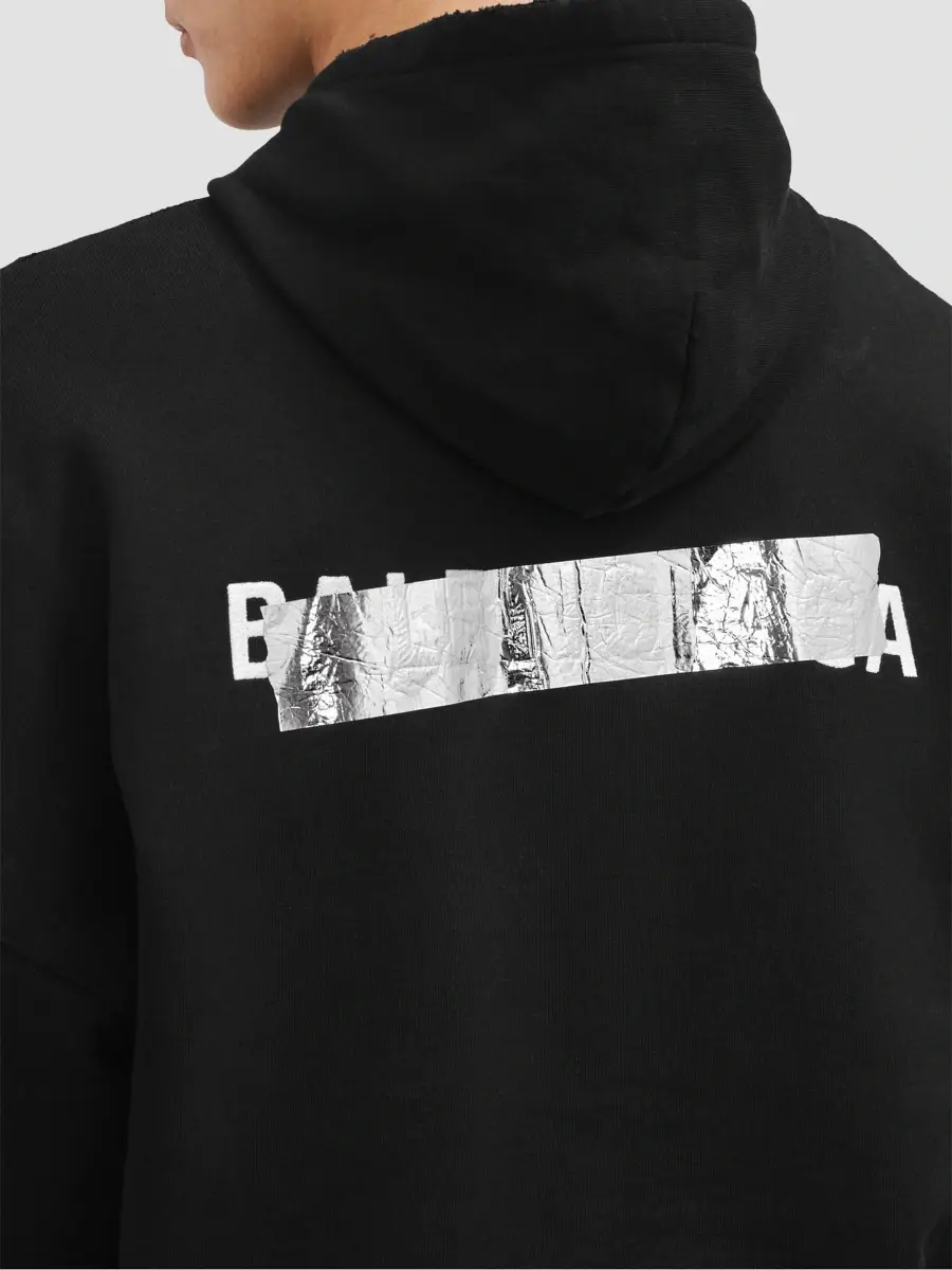 Balenciaga Men's Silver Tape Large Zip-Up Hoodie | Thumbnail 6 Balenciaga Men's Silver Tape Large Zip-Up Hoodie | Thumbnail 6