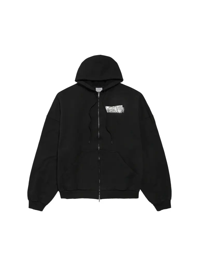 Men's Silver Tape Large Zip-Up Hoodie Men's Silver Tape Large Zip-Up Hoodie