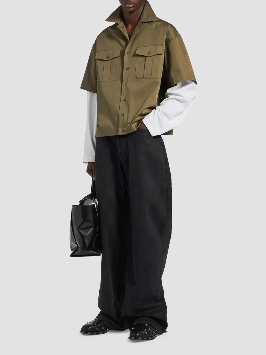 Balenciaga Men's Long Sleeves Hybrid Bowling Shirt | Thumbnail 2 Balenciaga Men's Long Sleeves Hybrid Bowling Shirt | Thumbnail 2