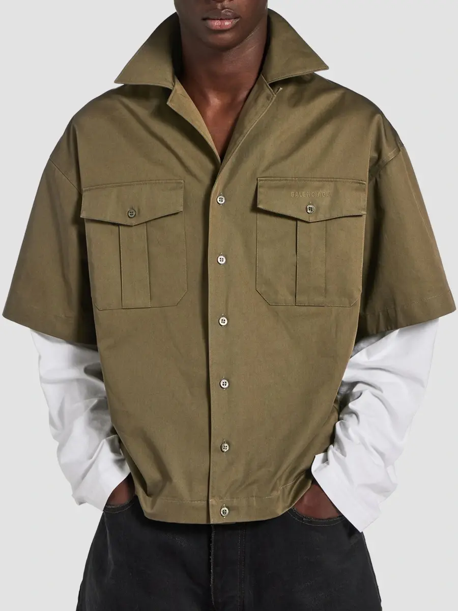 Balenciaga Men's Long Sleeves Hybrid Bowling Shirt | Thumbnail 3 Balenciaga Men's Long Sleeves Hybrid Bowling Shirt | Thumbnail 3